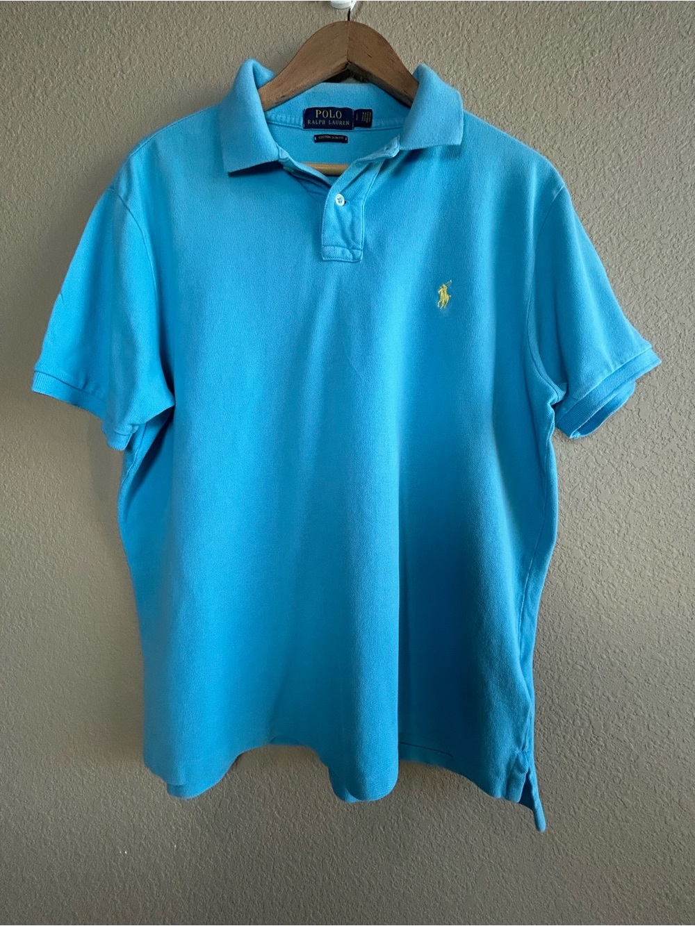 Polo by Ralph Lauren Men’s Bright Aqua Polo with Yellow Pony Size Large Preppy